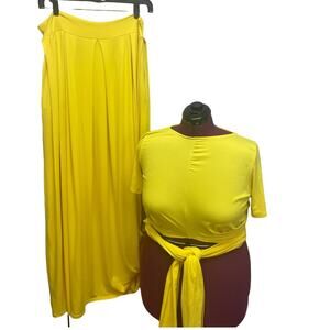 The Curve by Judani Womens Plus Size 3X Two Piece Front Tie Long Skirt Outfit